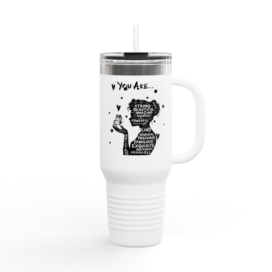 40oz Insulated Travel Mug — "You Are" Inspirational Silhouette Design
