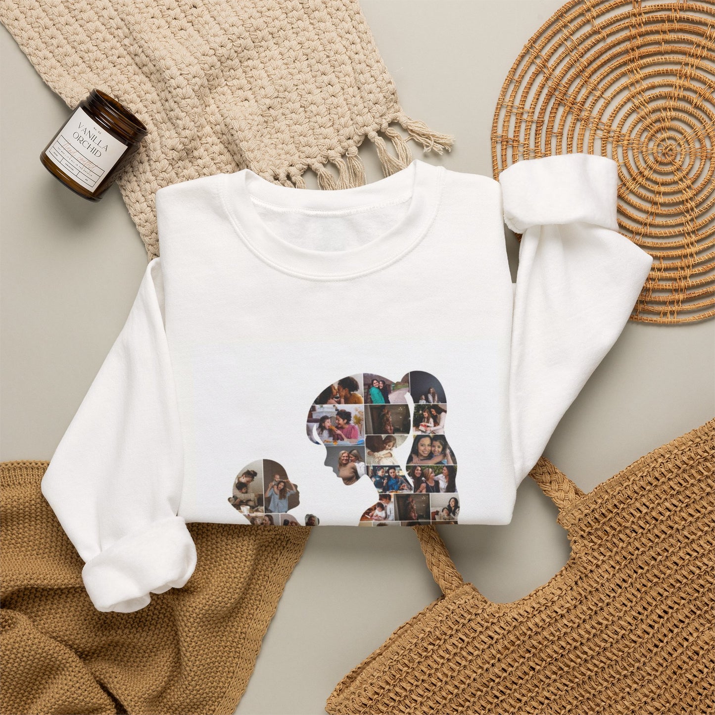 Mother’s Day Photo Collage Crewneck Sweatshirt — 'Happy Mother’s Day' Personalized Mom Gift