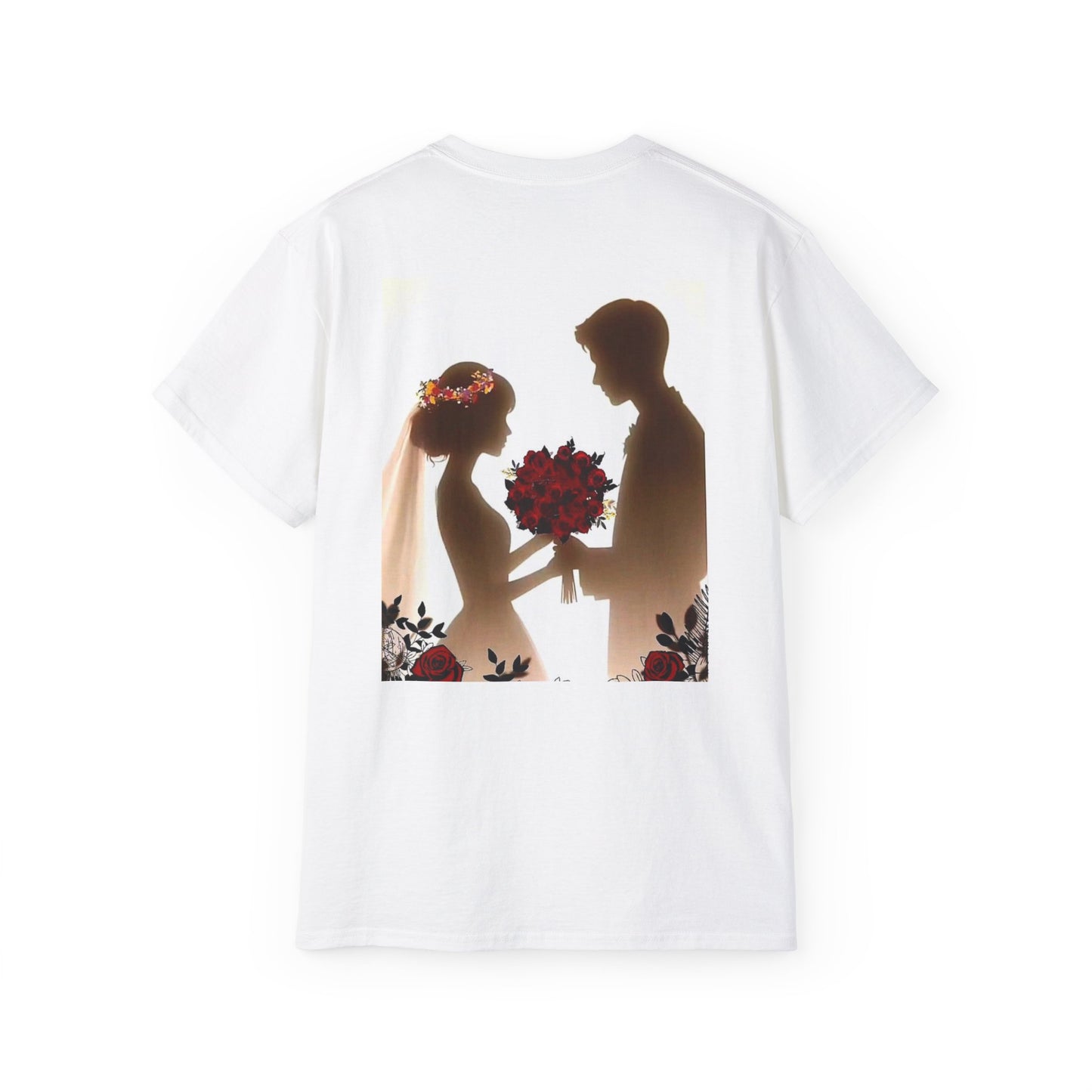 Wedding Couple Graphic Tee — Romantic Proposal & Bride-Groom Silhouette Shirt