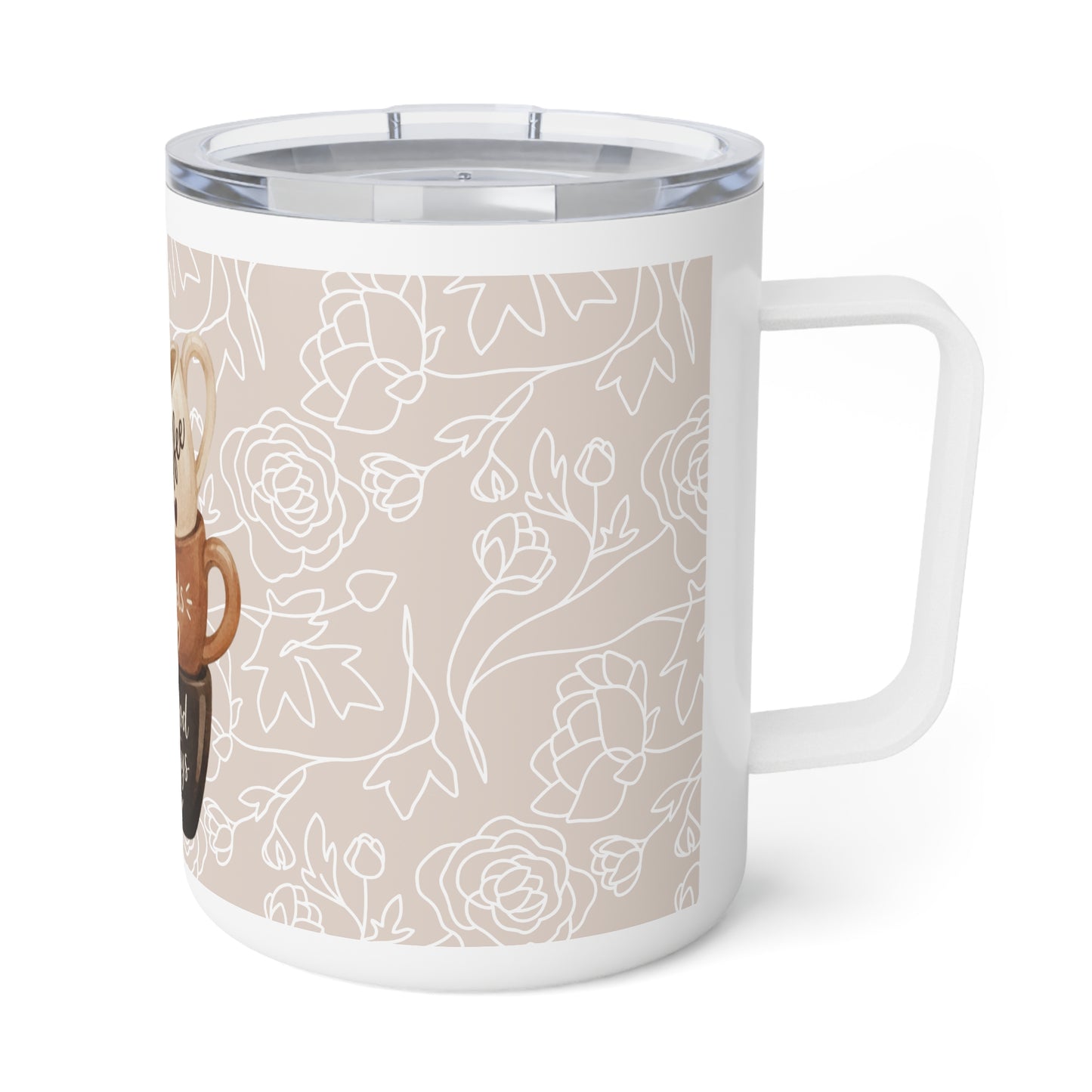 Insulated Coffee Mug — "Coffee Fuels Good Days" Stackable Cups Design, 10oz Travel Tumbler