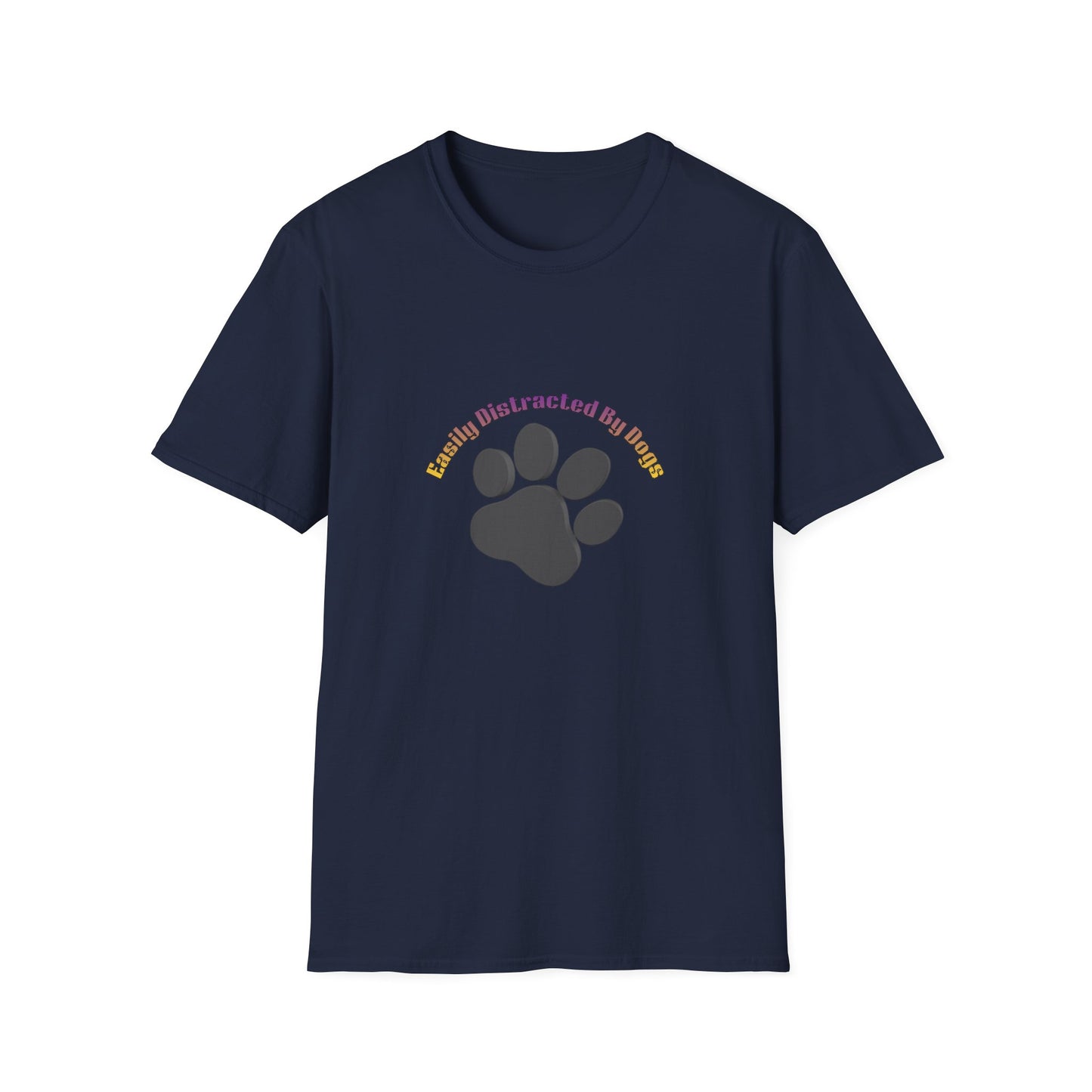 Dog Lover T‑Shirt — “Easily Distracted By Dogs” Paw Print Tee