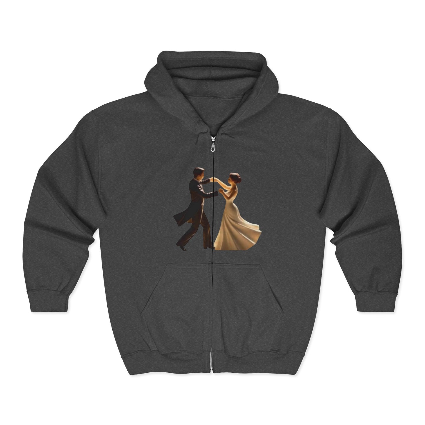 Dancing Couple Zip Hoodie – Romantic Ballroom Dance Graphic Full-Zip Sweatshirt