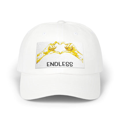 Endless Yellow Wave Dad Cap — Minimal White Baseball Hat