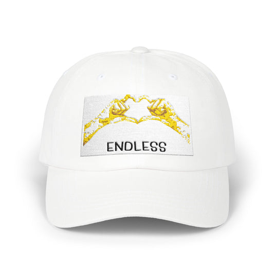 Endless Yellow Wave Dad Cap — Minimal White Baseball Hat
