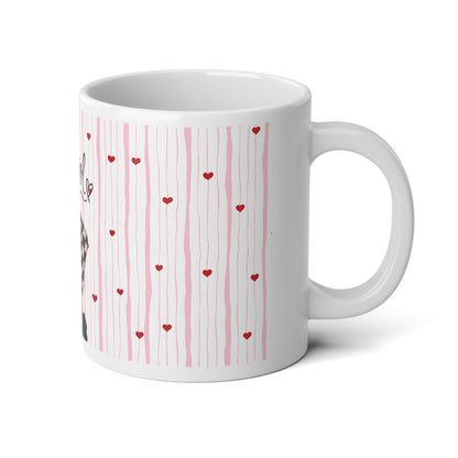20oz Jumbo Mug - "Just a Girl" Iced Coffee Design with Hearts