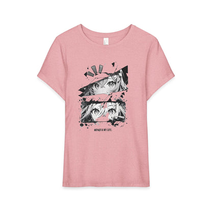 Anime Eyes Graphic Tee — Black & White Split-Panel Design