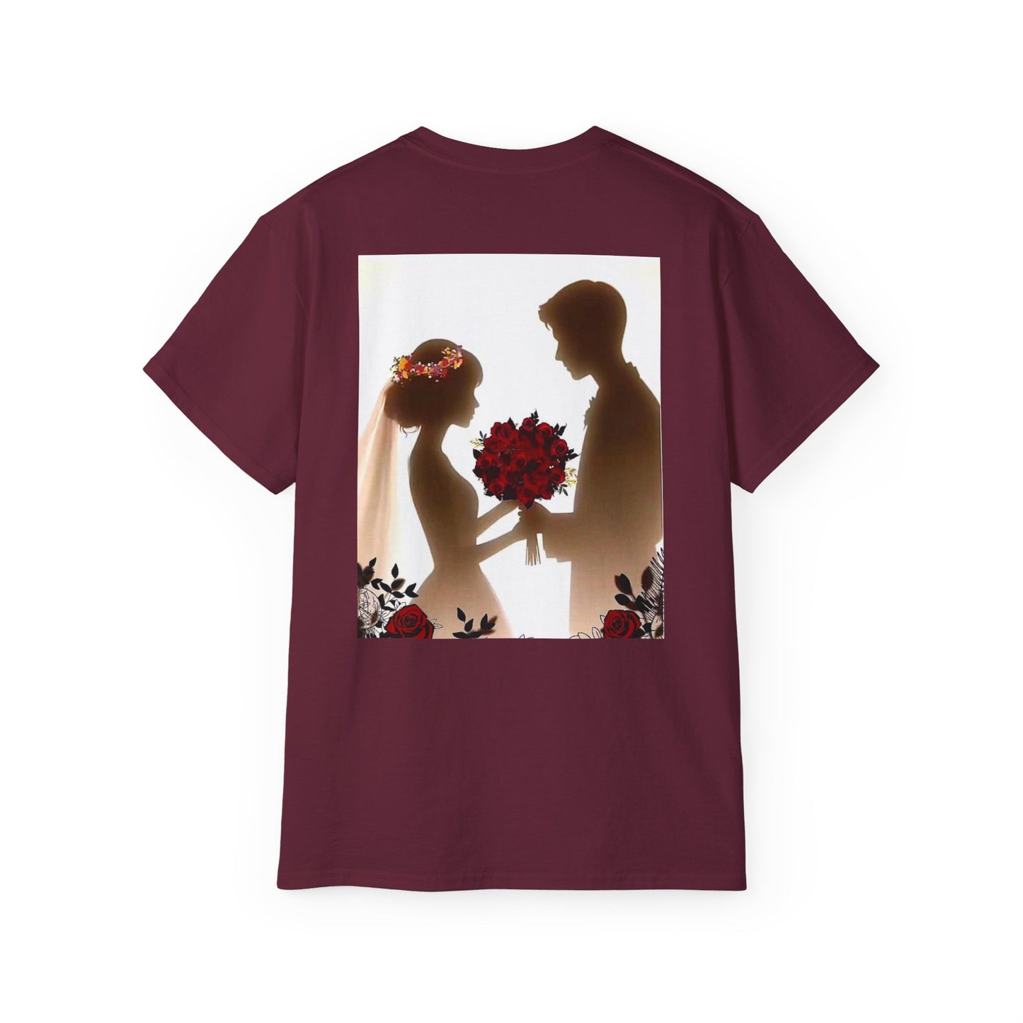 Wedding Couple Graphic Tee — Romantic Proposal & Bride-Groom Silhouette Shirt