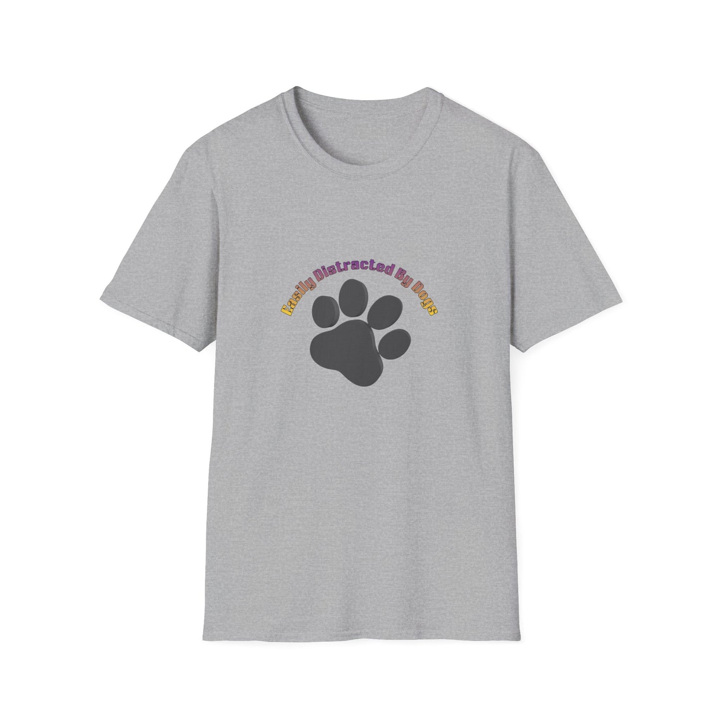 Dog Lover T‑Shirt — “Easily Distracted By Dogs” Paw Print Tee