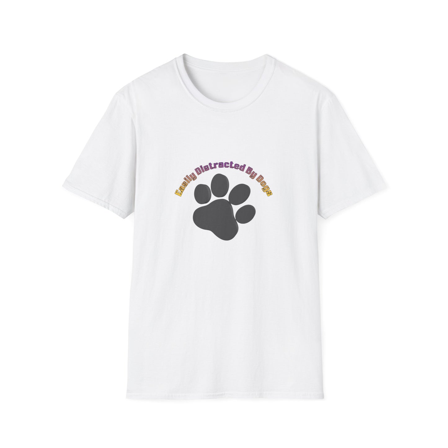 Dog Lover T‑Shirt — “Easily Distracted By Dogs” Paw Print Tee