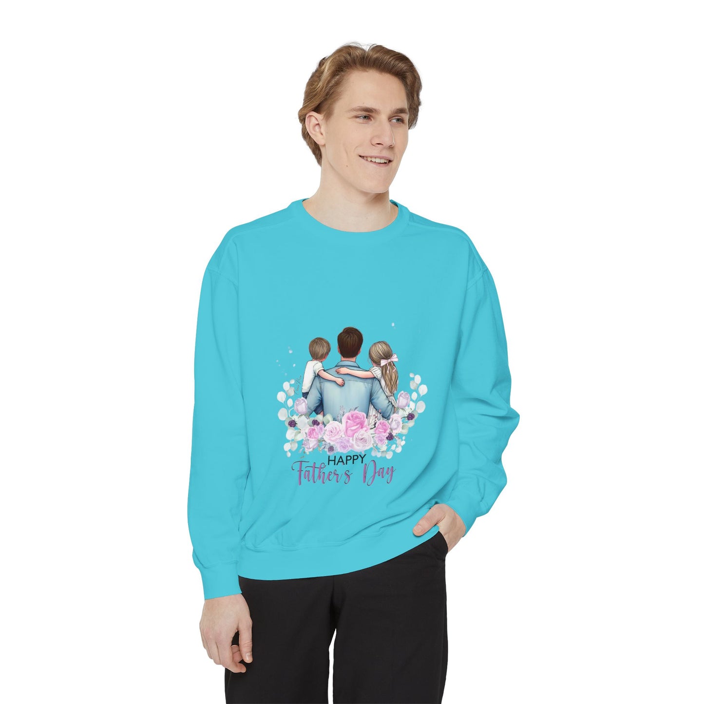 Father and Kids Floral Crewneck Sweatshirt — "Happy Father’s Day" Gift