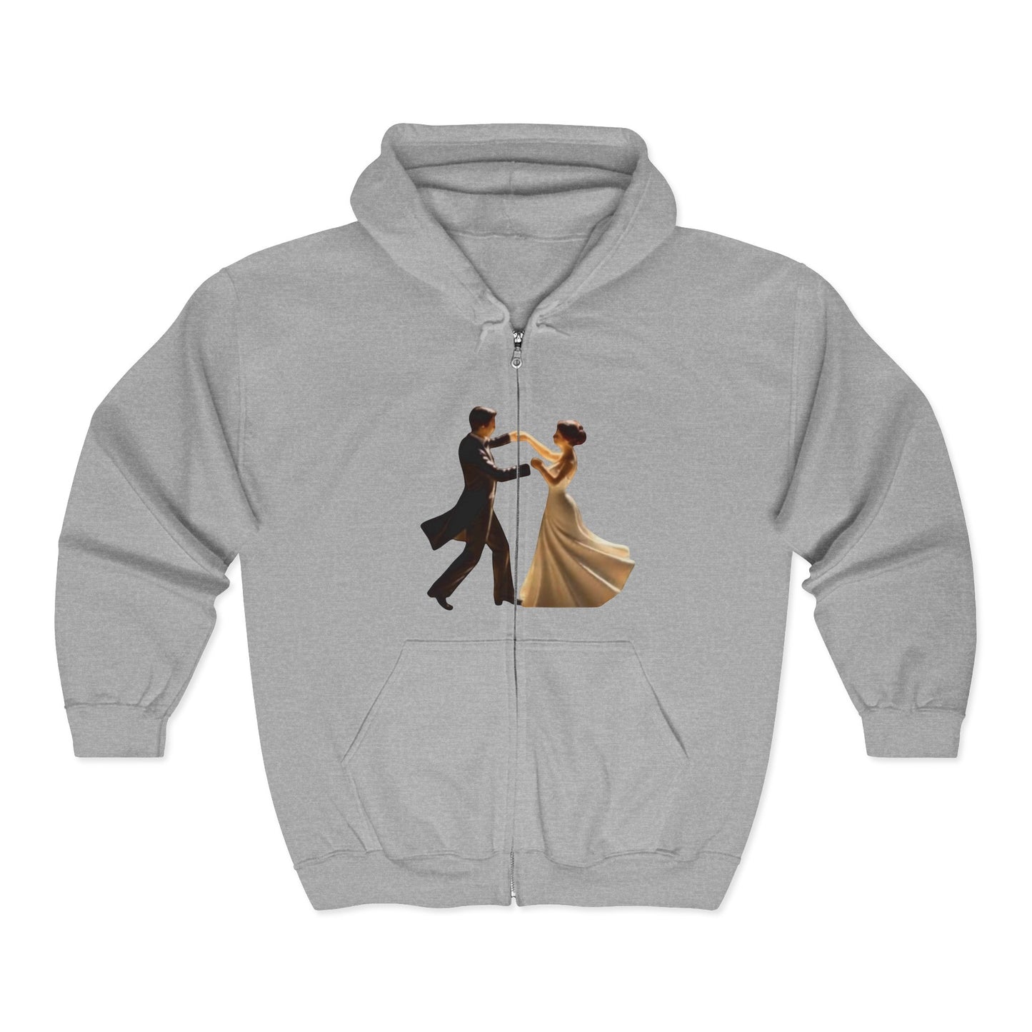 Dancing Couple Zip Hoodie – Romantic Ballroom Dance Graphic Full-Zip Sweatshirt