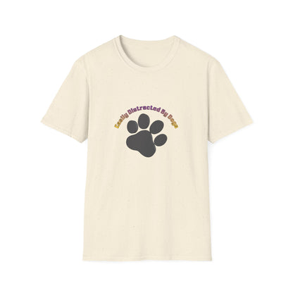 Dog Lover T‑Shirt — “Easily Distracted By Dogs” Paw Print Tee