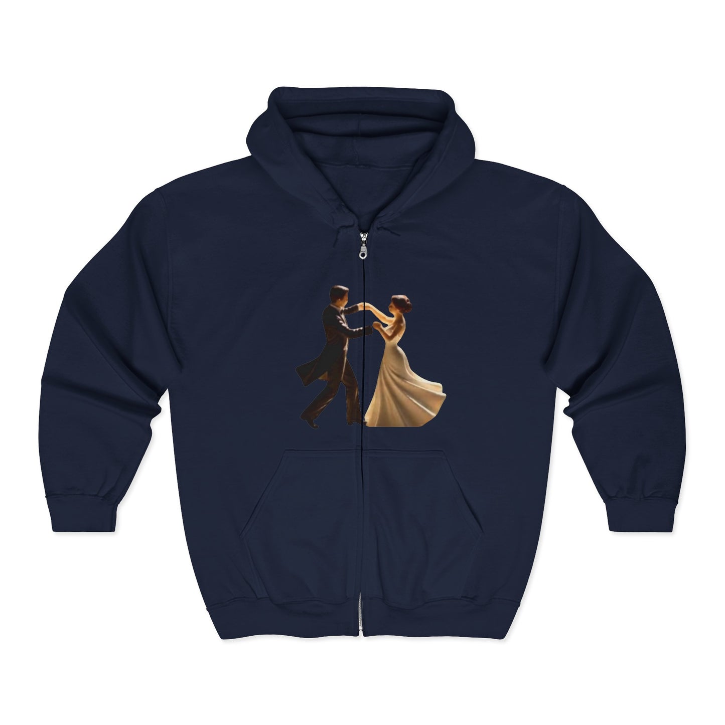Dancing Couple Zip Hoodie – Romantic Ballroom Dance Graphic Full-Zip Sweatshirt