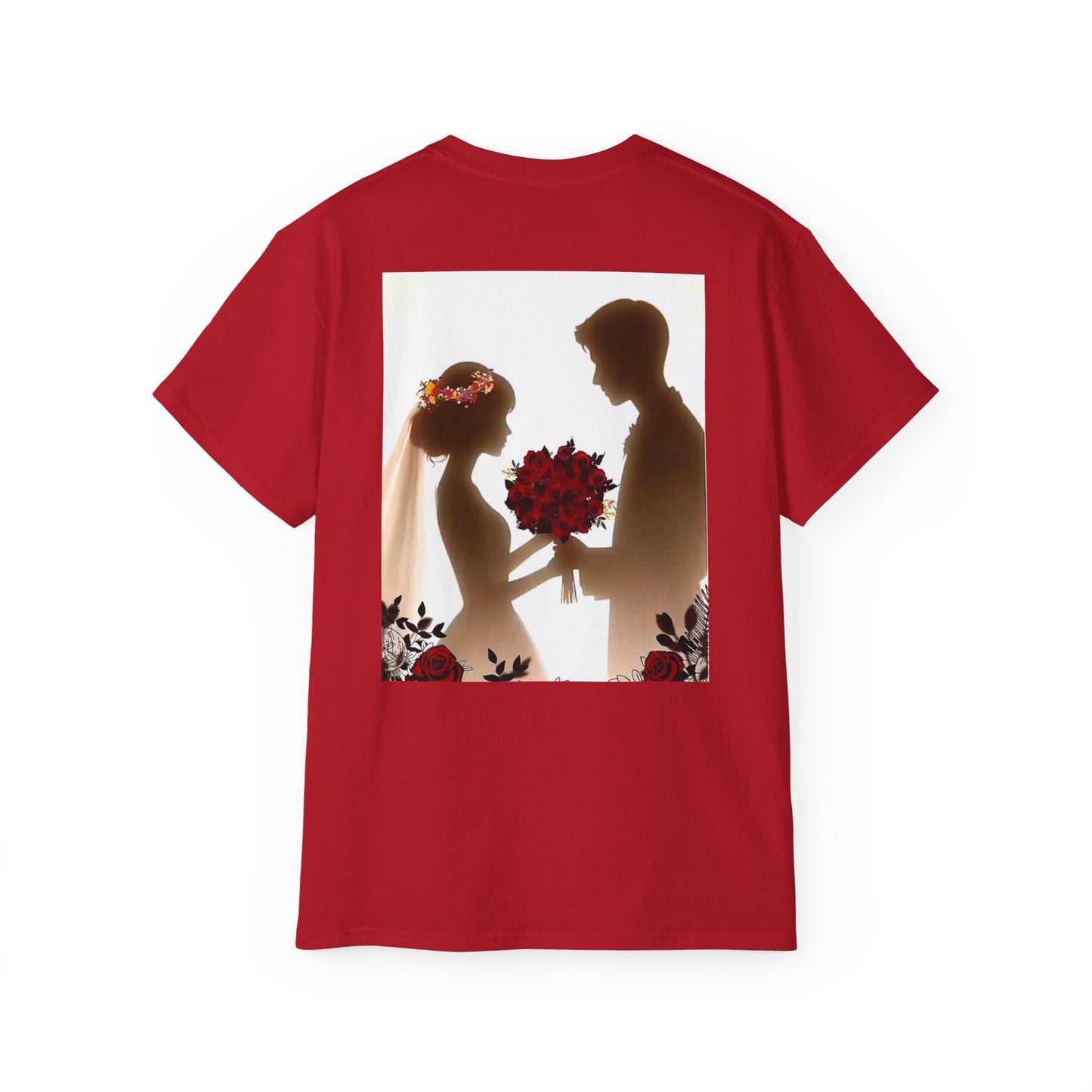 Wedding Couple Graphic Tee — Romantic Proposal & Bride-Groom Silhouette Shirt