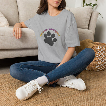 Dog Lover T‑Shirt — “Easily Distracted By Dogs” Paw Print Tee