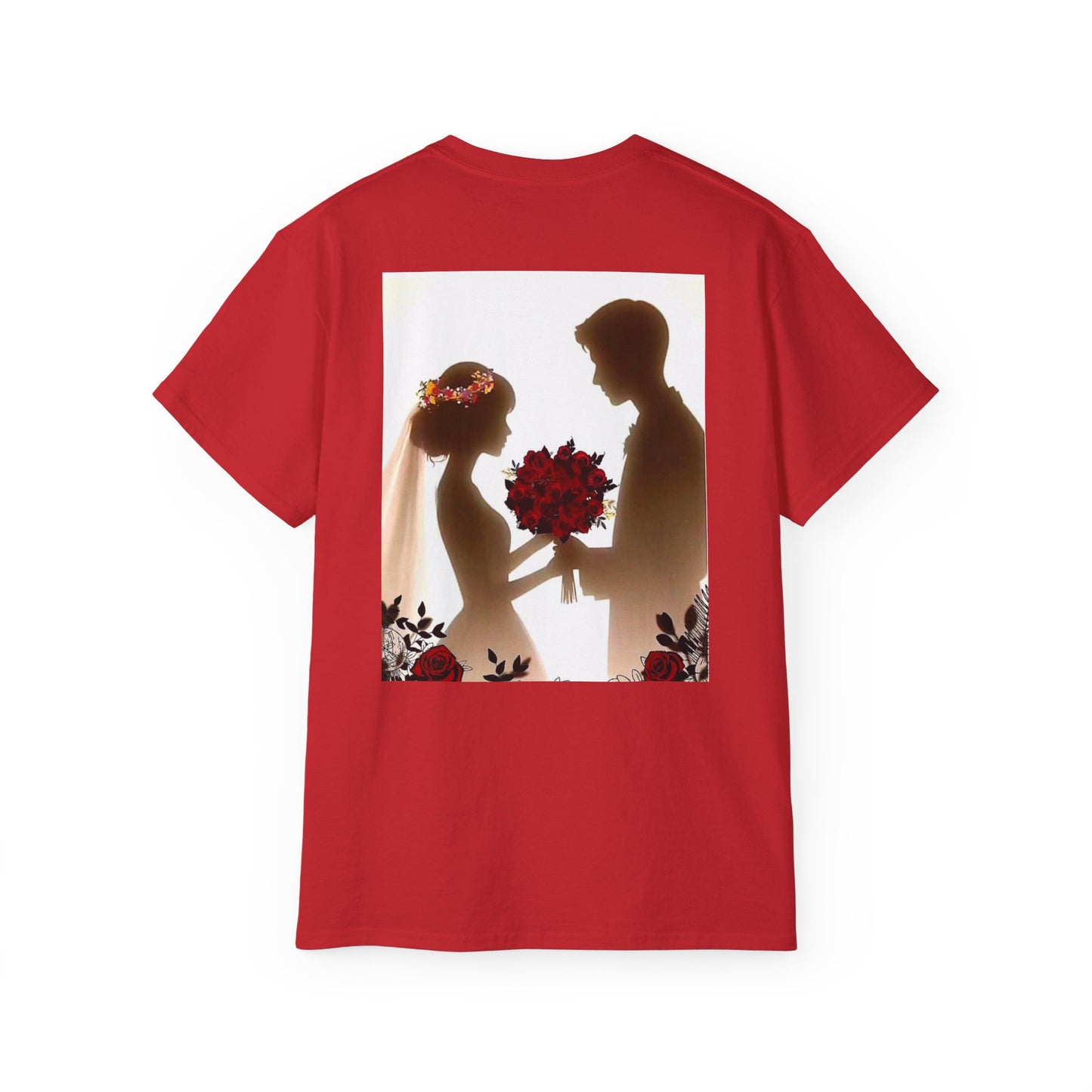 Wedding Couple Graphic Tee — Romantic Proposal & Bride-Groom Silhouette Shirt
