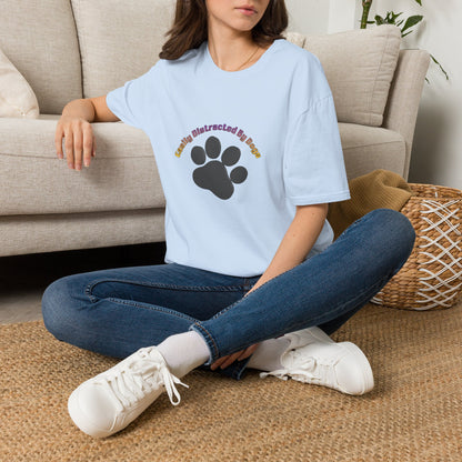 Dog Lover T‑Shirt — “Easily Distracted By Dogs” Paw Print Tee