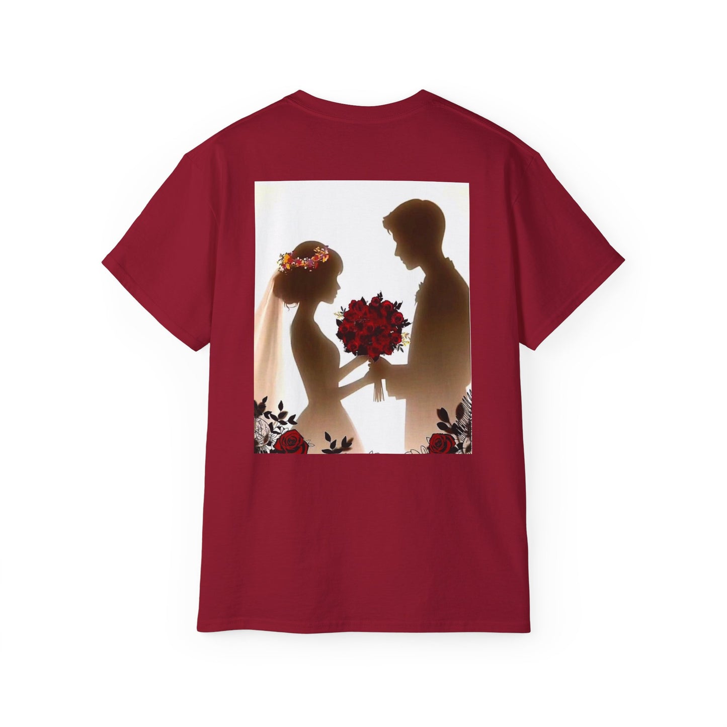 Wedding Couple Graphic Tee — Romantic Proposal & Bride-Groom Silhouette Shirt
