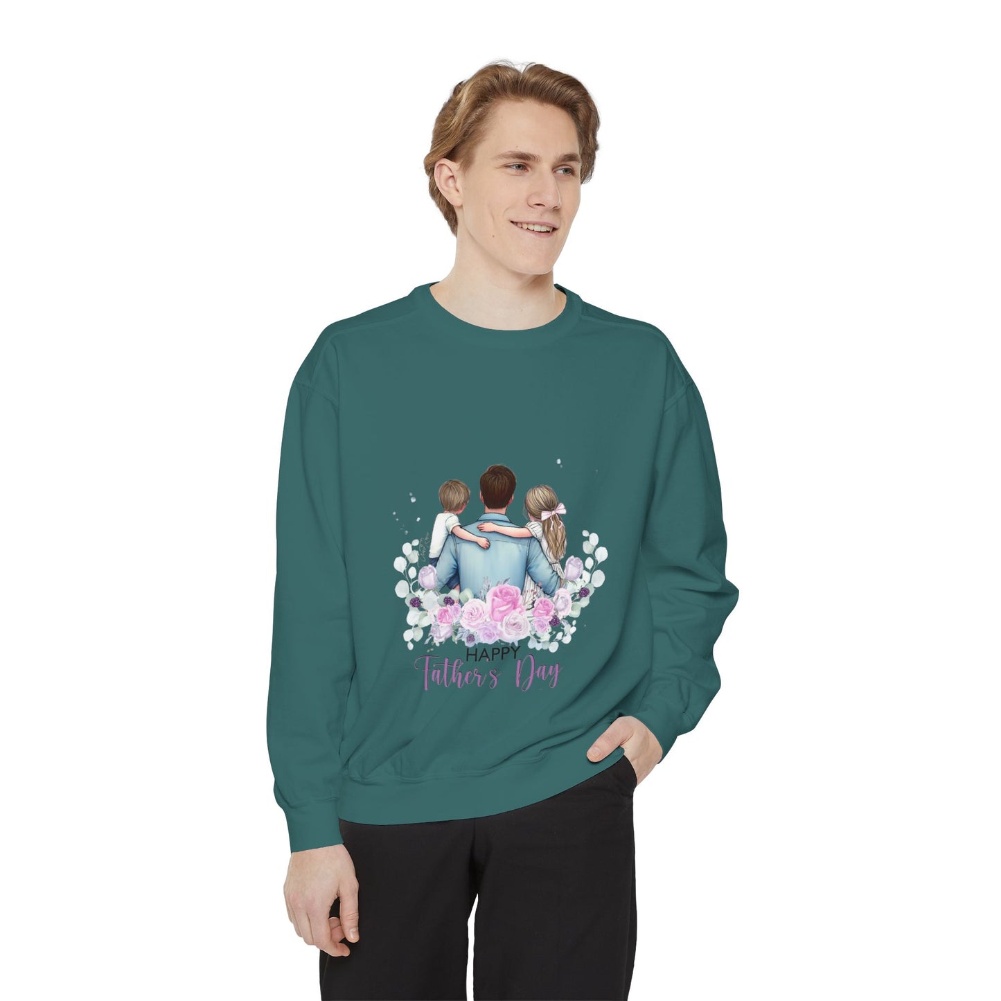 Father and Kids Floral Crewneck Sweatshirt — "Happy Father’s Day" Gift