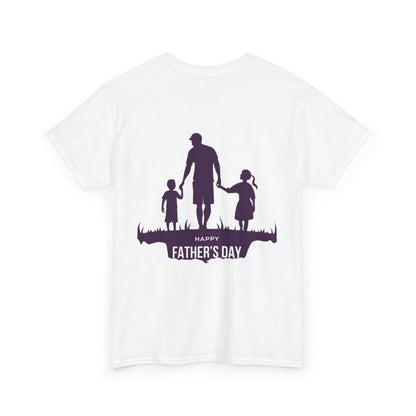 Father's Day Tee — Silhouette Dad with Kids "Happy Father's Day"