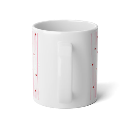 20oz Jumbo Mug - "Just a Girl" Iced Coffee Design with Hearts