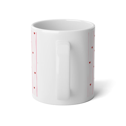 20oz Jumbo Mug - "Just a Girl" Iced Coffee Design with Hearts