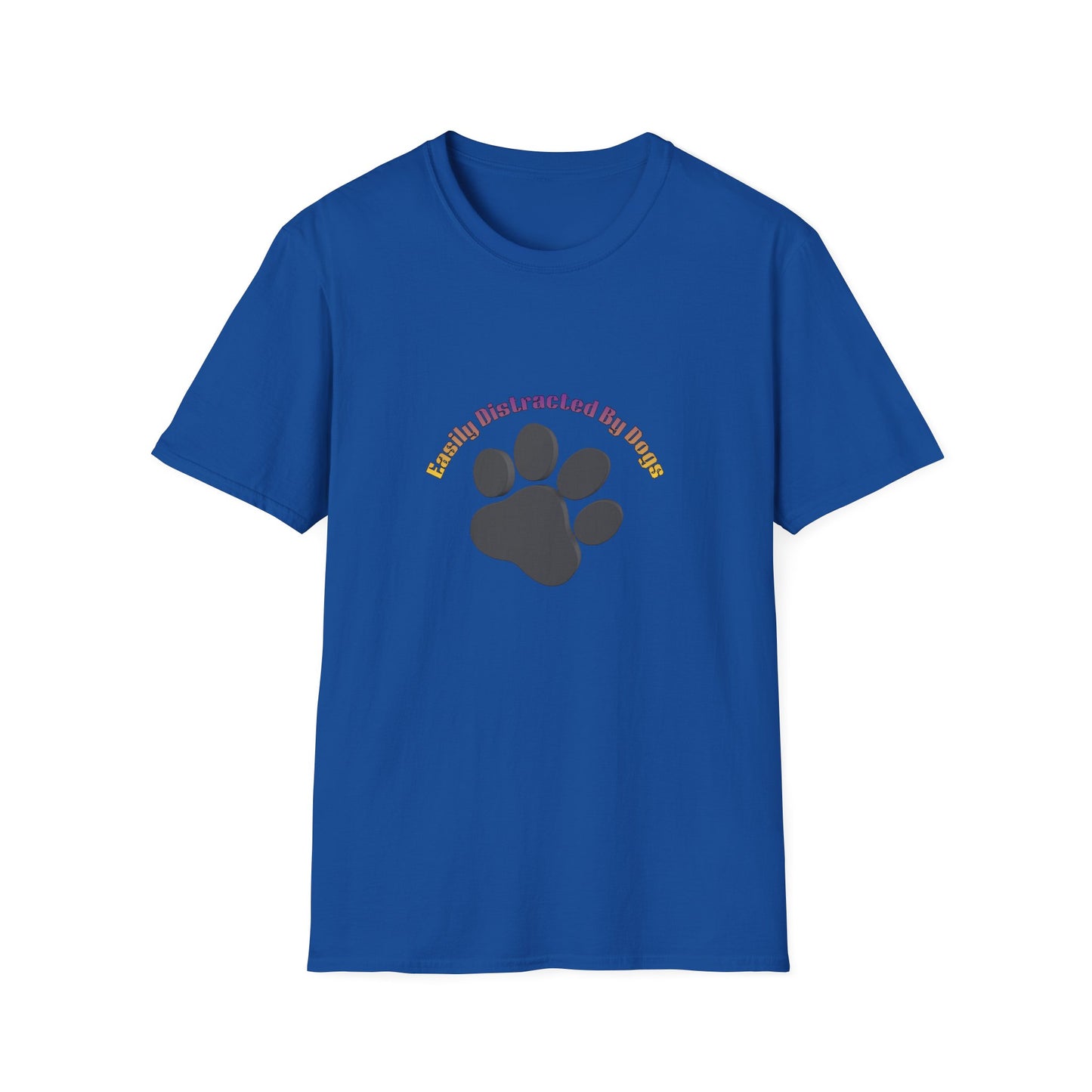 Dog Lover T‑Shirt — “Easily Distracted By Dogs” Paw Print Tee