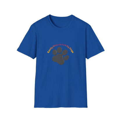 Dog Lover T‑Shirt — “Easily Distracted By Dogs” Paw Print Tee