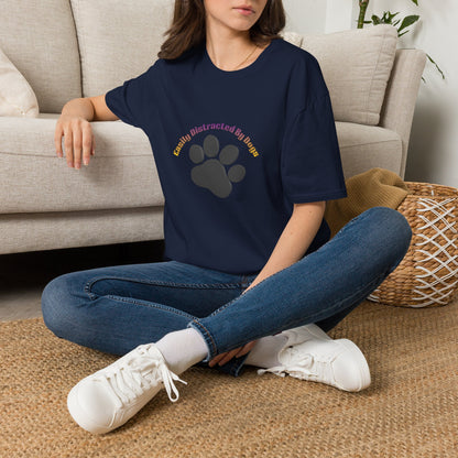 Dog Lover T‑Shirt — “Easily Distracted By Dogs” Paw Print Tee