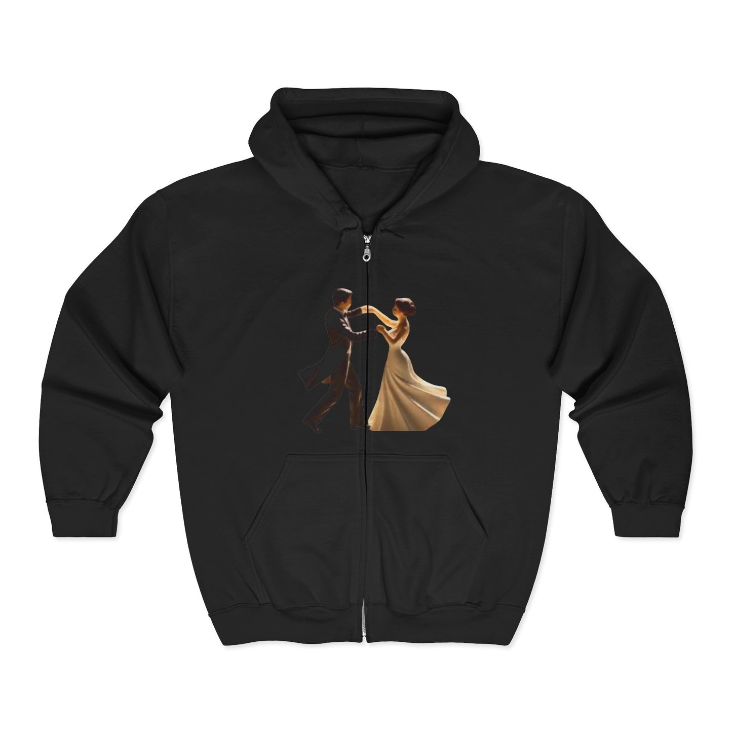 Dancing Couple Zip Hoodie – Romantic Ballroom Dance Graphic Full-Zip Sweatshirt