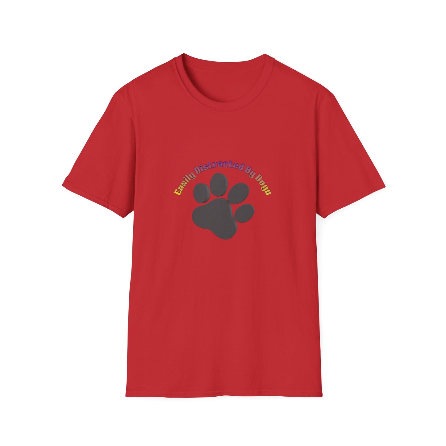 Dog Lover T‑Shirt — “Easily Distracted By Dogs” Paw Print Tee